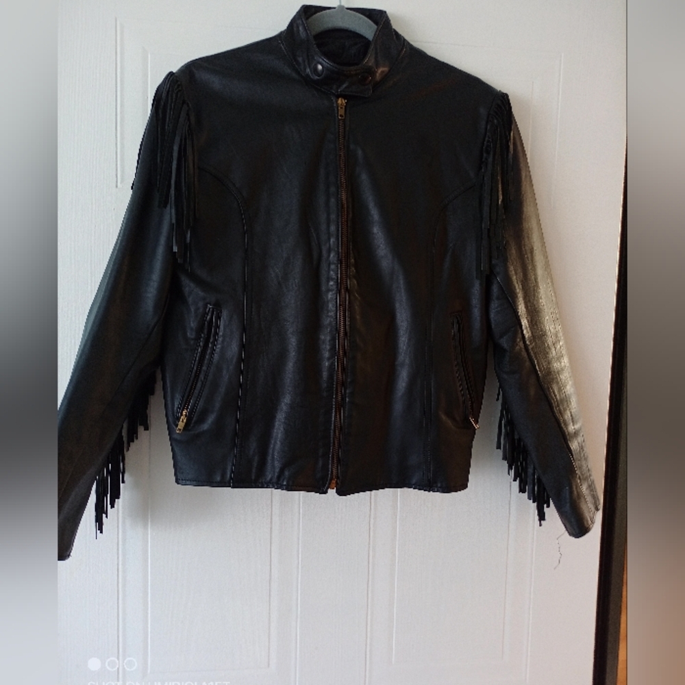 Leather biker style vintage jacket